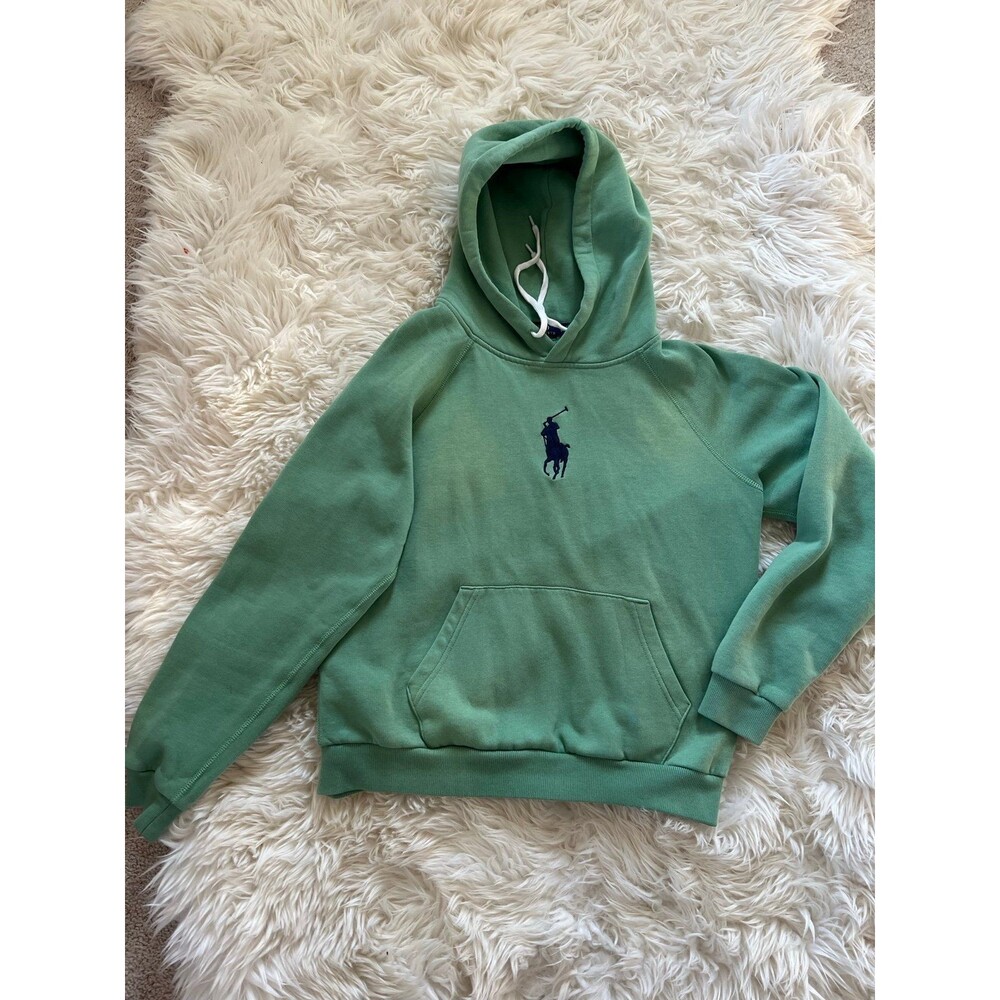 Polo Ralph Lauren Big Pony Hoodie Mint Green L Shrunken Fit Y2K Preppy